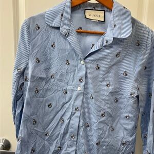 Gucci Light Blue Striped Casual Shirt